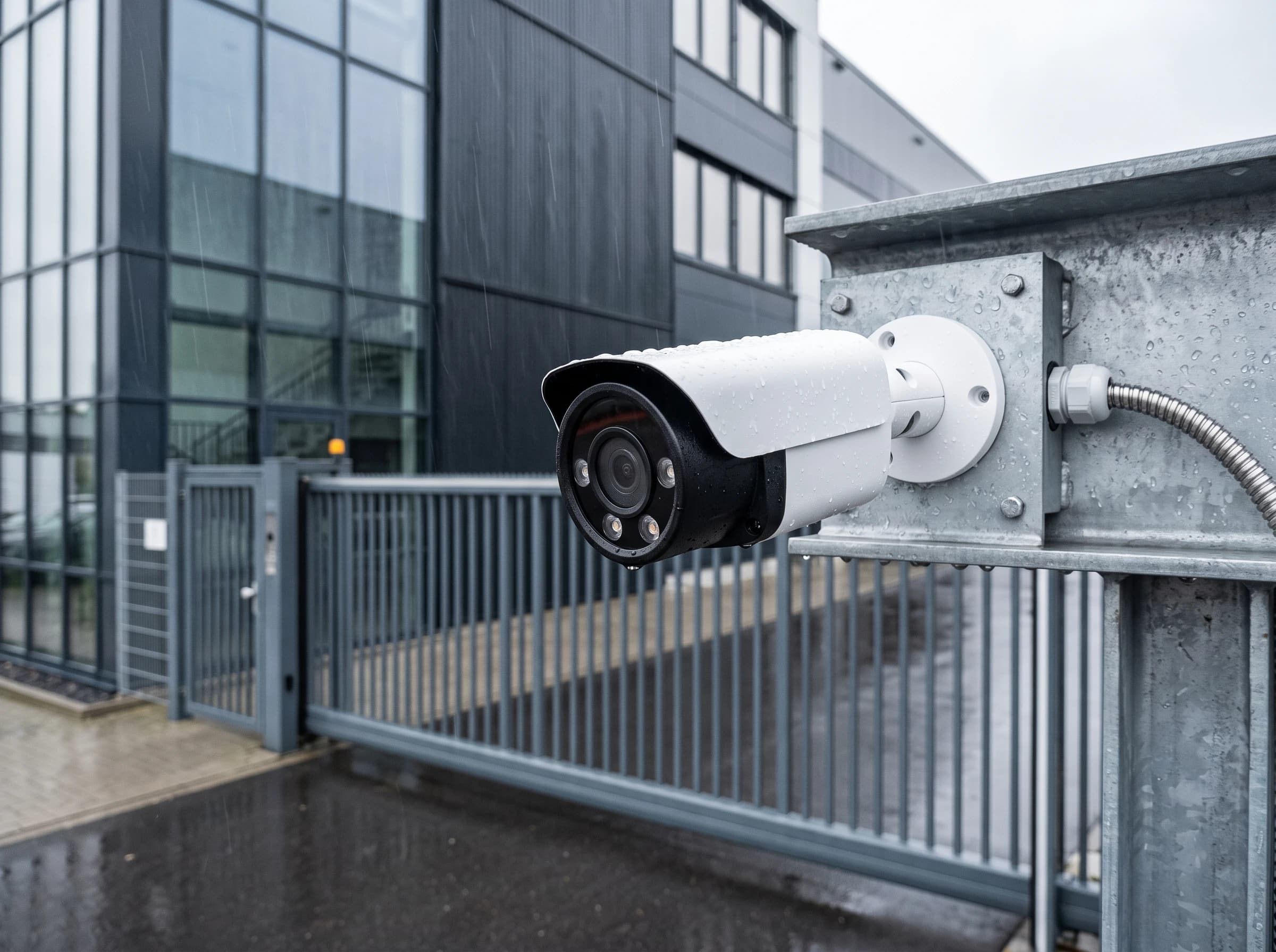Die FB-8A Max arbeitet bei Regen an einer Zufahrt