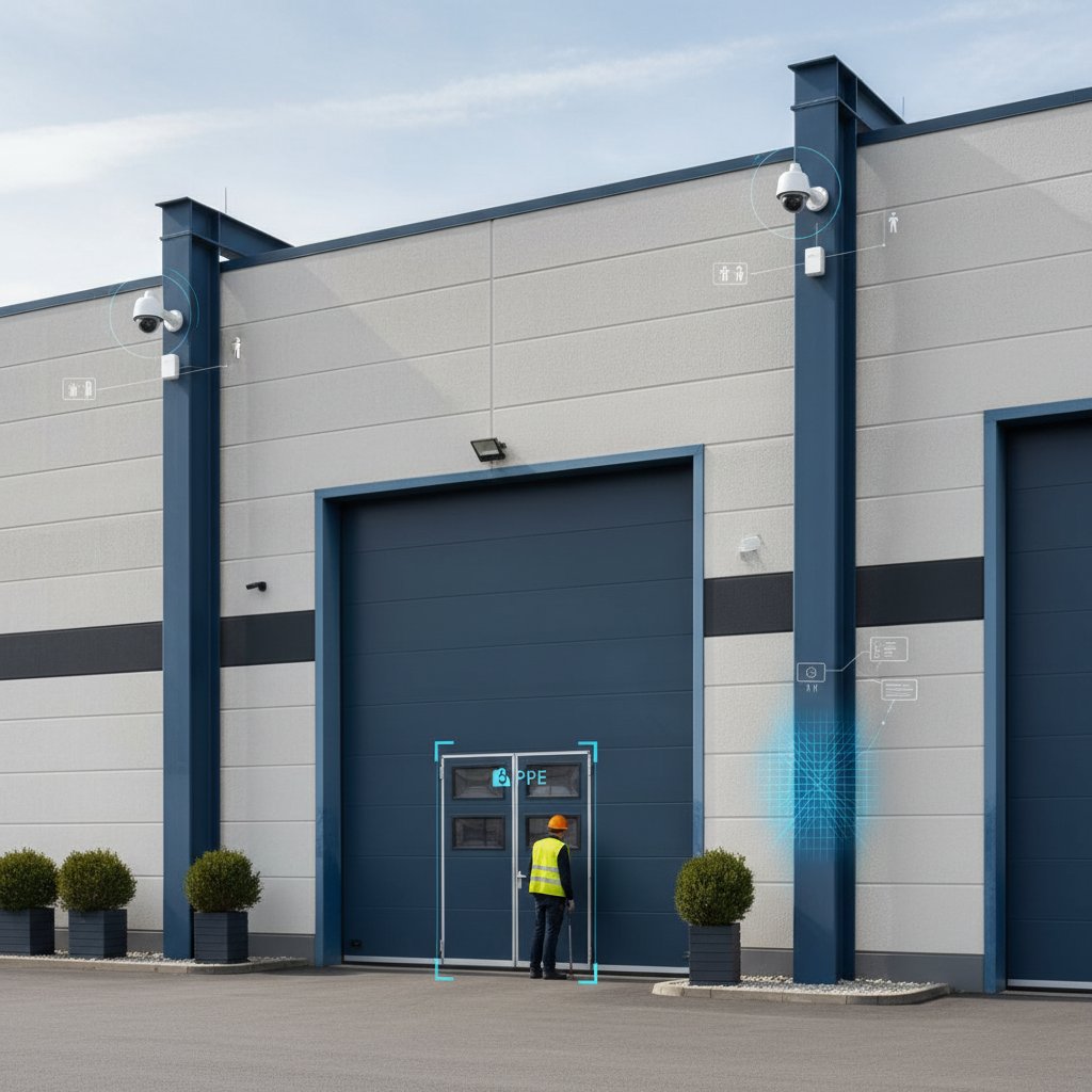 Kamerainstallation in Lagerhalle mit KI-Überwachung
